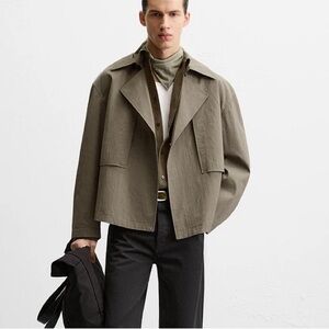 Zara short technical fabric trench coat khaki NWT sz M mens